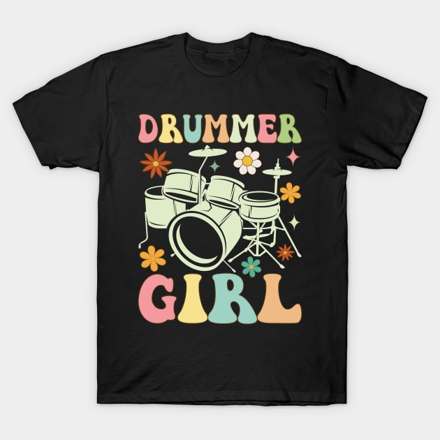 Drummer Girl Groovy Drumming Musician Drum Lover T-Shirt by Alex21